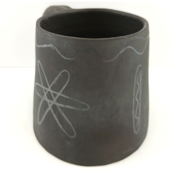 Black Ceramic Mug Det Gamle Pottemageri Denmark Atomic Starburst Pottery Cup MCM - Picture 2 of 8